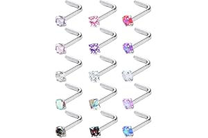 MILACOLATO 15 piezas 20G Anillos Nariz de Acero Inoxidable Anillo Nariz Pernos Prisioneros Tornillo Anillos de Circonio Cúbico Anillo Nariz Labret Piercing de la Nariz Joyería para Mujer Hombre