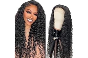 ZESLAERR Parrucca Capelli Veri Delle Donne 5x5 Lace Front Wig Brazilian Wigs Human Hair Kinky Curly 5x5 Middle Part Lace Front Wig Unprocessed Lace Front Wig Human Hair Natural Black Color For Women 26 Pollice