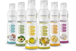 ‎VITALBODY+ SUPPLEMENTS VitalBody+ DailySpray Trial Pack, 6 Pack, 2 kcal Spray for Roasting, Grilling & Refining, 4800 Servings, for Healthy Cooking, Ideal for Weight Loss, Non-Stick Cooking Spray