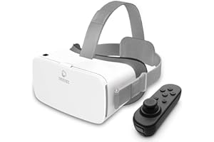 DESTEK V5 VR Headset for Phone, 110°FOV HD Anti-Blue Lenses Virtual Reality Headset with Bluetooth Controller, VR Glasses for iPhone Samsung Android (4.7-6.8in Screen) - White