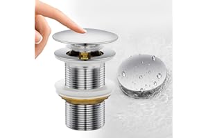 FUNYORD Piletta Lavabo Bagno, Piletta Lavabo Universale G1 1/4“, Piletta Click Clack Senza Troppopieno per Cucina e Bagno, Sifone Bidet, Vasca