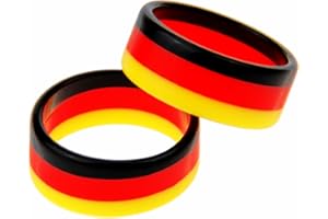 MTS SHOECARE MTS care Fan Ringe Fingerringe Fan Schmuck Deutschland schwarz/rot/gold für Damen und Herren Set mit 2 Stück (54)