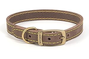 Ancol Timberwolf Leather Collar Sable Size 3, To Fit Neck 28-36 cm, Collar Width 1.6 cm