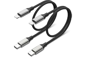 Acecene USB C Lightning Kabel Kurz 20cm, 2 Stück Nylon Geflochten iPhone Ladekabel Kurz, Power Delivery Lightning Schnellladekabel für iPhone 14 13 12 11 Pro Max Mini SE X XS XR 8 Plus - Schwarz
