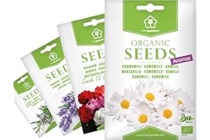 Graines Biologiques Minigarden, 6350+ Graines, Sélection AROMES: Camomille, Romarin, Lavande et Géranium