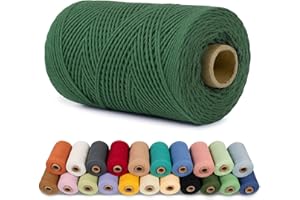 LEREATI Hilo Macrame 1mm x 200m Cuerda Macrame Cuerda de Algodon Suave Cordel Algodon, Hilos para Hacer Pulseras Cortina Colgar Fotos DIY Manualidades Colgante de Pared Atrapasueños (Verde Oscuro)