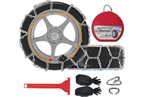 ‎HAPPYMATE Automatische Schneeketten, 2 Stück x 12mm, 1 Minute schnelle Montage von Schneeketten mit automatischem Spanner für für Pkw Pickups und Suv(Größe 140)