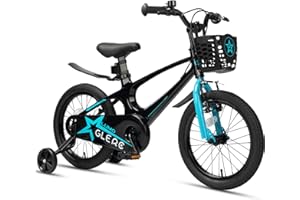 ‎GLERC Glerc Lumo Kinderfahrrad 14 16 18 Zoll für Jungen ab 4-10 Jahren Magnesiumlegierung Rahmen Kinder Fahrrad Leichtes Laufrad mit Stützrädern & Schutzblech & Korb