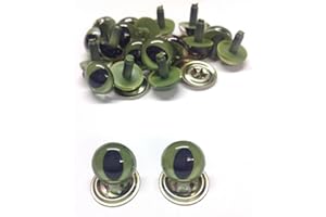 CELLOEXPRESS Pack of 10 Pairs - GREEN CATS Crystal Eyes with Metal Backs - 12mm - Safety Eyes for Soft Toys or Teddy Bears