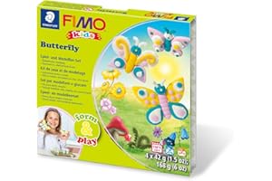 STAEDTLER FIMO KIDS Form&Play "Butterfly", kit gioco per creare le proprie farfalle preferite con la pasta morbida modellabile FIMO, per bambini, 8034 10 LY