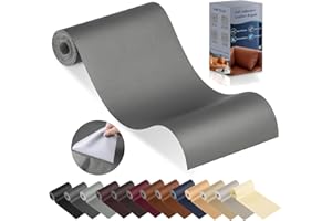 YAFLC Patch de Réparation en Cuir Gris moyen, 10x160cm Patch Cuir Auto-adhésif Rénovation, Patch de Réparation Kit pour Canapé de Siège de Voiture Meubles Vestes Sac