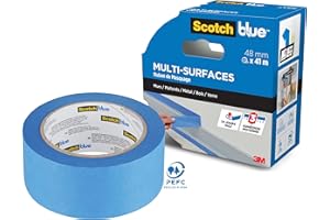 ScotchBlue Ruban de Masquage de Peinture Multi-Surfaces, 48 mm x 41 m - Scotch Ruban Adhésif Polyvalent pour Travaux de Peinture et Décoration, Intérieur et Extérieur, Résistant aux UV, 70% PEFC