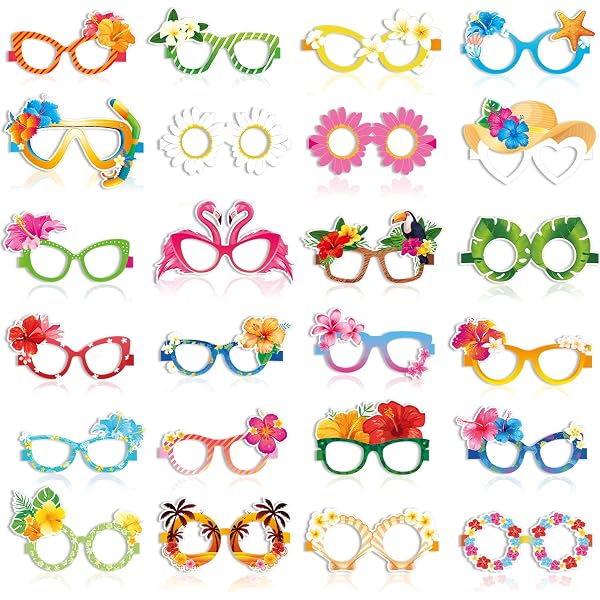 UGBO Occhiali Divertenti Hawaiani Per Feste – Set Da 6 Paia Con Tema Tropicale E Spiaggia