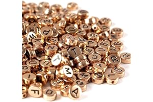 Zsail Buchstabe Perlen 1200pcs Acryl Alphabet Buchstabe Perlen A-Z Buchstabe für Schmuck Herstellung (bg Roségold)