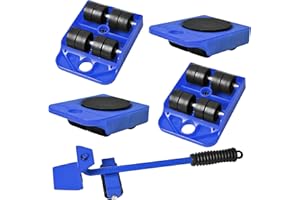 QIPUNEKY 5 sztuk, narzędzie do przesuwania mebli, kółka meblowe, przesuwanie mebli, obrotowa poduszka 360 stopni do zestawu ruchomych rolek mebli (niebieski)