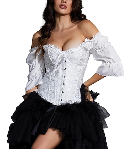 Corsetto Overbust Donna Dreay - Vintage Con Orlo Asimmetrico E Lacci, Caffè