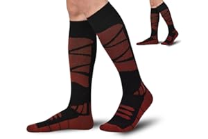 IRAMY Chaussettes de Ski pour Hommes et Femmes Laine Mérinos Chaudes Chaussettes d'hiver Longues Chaussettes Respirantes Hautes Performances Parfaites pour le Ski, le Snowboard, la Randonnée, 2 Paires