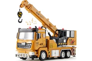 Tacobear Baustellen Fahrzeuge Spielzeug Set, 1:40 Metall Baufahrzeuge LKW Auto Spielzeug Kinder Baustellenfahrzeuge mit Sound und Licht Lastwagen Spielzeug Geschenk Jungen 3 4 5 6 Jahre (Kranwagen)