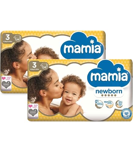 Mamia - Pannolini per neonati, taglia 1, 2-5 kg, 3 x 24 (72 pannolini