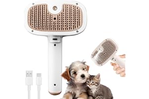 Osinaga Spazzola per Gatti, Spazzole per cani, Spazzola a Vapore per Gatti 3 in 1, Spazzola per Toelettatura con Massaggio in Silicone, Pettine per la Pulizia dei Peli di Cani e Gatti (Pink-1)