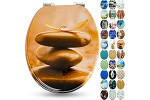 Sanfino® Premium Abattant WC en bois avec frein de chute, qualité supérieure, nombreux motifs colorés, confortable, installation facile, notice de montage incluse – „Balance"