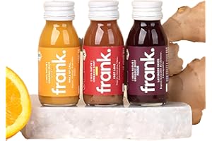 ‎FRANK JUICE FRANK SHOTKUR - 21 x 60 ml - 1 Week, Organic Ginger Shots with Different Ginger Contents, Innovative Mixes, Vegan, Sustainable in Glass, No Preservatives