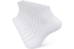 OUHOS Womens Ladies White Black Running Trainer Ankle Socks Anti Blister Walking Hiking Sports Socks Cushioned Work Support Cotton Socks for Womens 4-7 Multipack Breathable Cycling Athletic Socks 5 Pairs