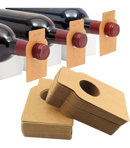 200 Étiquettes Bouteille Vin Marron PERFETSELL - Étiquettes Réutilisables Papier Kraft Pour Cave à Vin