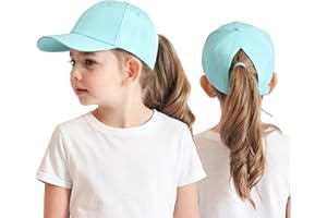 HERUAI Kinder Baseballkappe mit Pferdeschwanz für Mädchen Jungen Golf Visor Hut Basecap Sonnenblende Hut UV-Schutz Schirmmütze Sommermütze Junior Sommerhut Tennis Kappe Sonnenhut Visier UPF 50+