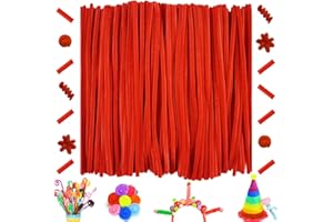 OUYIWEIMAOYI 200 Pcs Bastoncini in ciniglia, Scovolini colorati，Steli di ciniglia decorativi,Decorativi in ciniglia Per Artigianato fai da te, Decorazioni, Natale,Creativi lavoretti (Big Red)