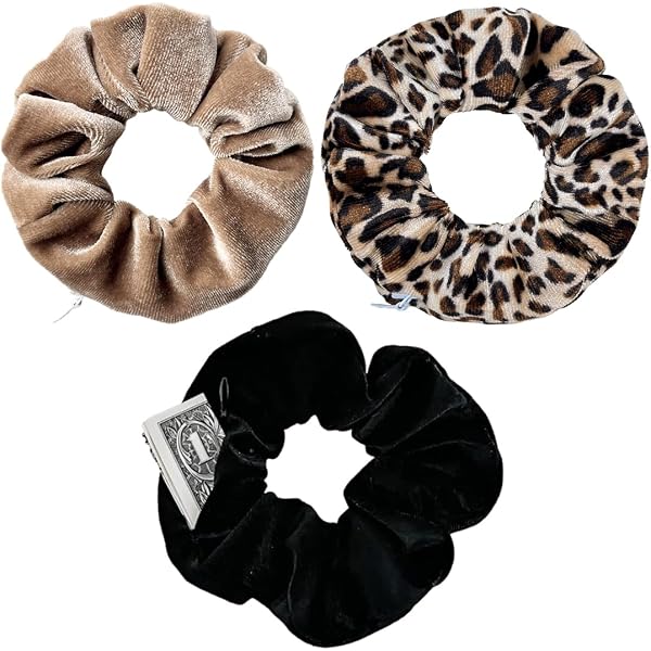 ZKGYUS Haargummi Mit Reißverschluss – 2 Stück Scrunchies Mit Versteckter Tasche Für Geld & Schlüssel
