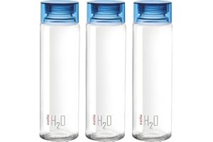 CELLO H2O Glass Fridge Water Bottle with Plastic Cap | Leak proof & break-proof | Wide mouth & Easy to Clean | Best Usage for