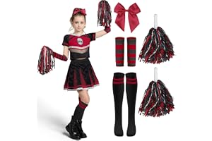 Spooktacular Creations Halloween Cheerleader kostym flickor bad andedräkt för barn skalle skrämmande cheerleader outfit med tillbehör för flickor halloween fester rollspel, M