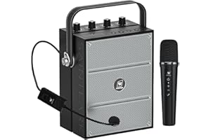 Amplificador de Voz Inalámbrico Potente WinBridge de 60W con Micrófonos de Mano y de Diadema para Profesores, Sistema de PA Portátil con Efectos de Sonido, Altavoz para Karaoke y Sistema S97