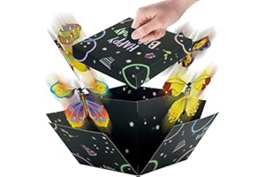 BOFUNX Überraschungsbox Geburtstag Geschenkbox mit Fliegende Schmetterlinge Explosion Box Pop Up Surprise Box für Geburtstag Hochzeit Abschluss Partydeko