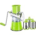 Wallmaster ChefHachiro Manual 3-in-1 Rotary Food Processor, Manual Cheese Drum Grater, Hand-powered Meat Grinder Slicer, Easy to Clean Oriental Kitchen Appliance with 3 Drum Blades Kitchenware Set