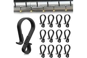 Dalugo Gutter Hooks for Outdoor Lights, 40 Pcs Black Plastic S Gutter Clips for Hanging Christmas Lights, Icicle Lights Outdoor, Christmas Tree Decorations