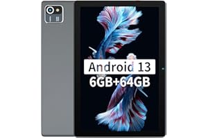 HotLight Tablet 10 Zoll, Android 13 Tablet with Quad Core Prozessor, 6GB RAM+64GB ROM+128GB SD Erweiterung, 5000 mAh, WiFi, Bluetooth, Tablet PC mit Dual Kamera Grau