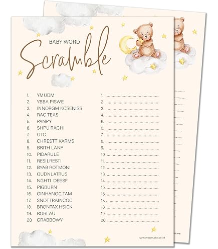 Babyparty-Scharaden Spiel – Neutrales Teddybär-Thema, 38 Karten, Mit Gewinnerzertifikat