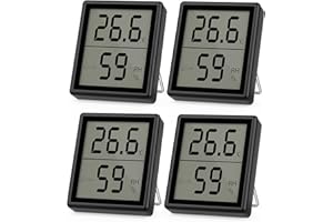 SONOMO Thermometer Hygrometer Innen, 4er Set Temperatur und Luftfeuchtigkeitsmesser Innen, LCD Digital Raumthermometer Zimmerthermometer, für Innenraum, Wohnzimmer, Babyraum, Büro (Schwarz) H10-4