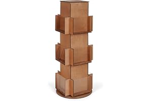 Whchiy Rotating Display Stand Greeting Card Display Stand Wooden Display Stands for Craft Fairs Card Stand Rack (Brown)