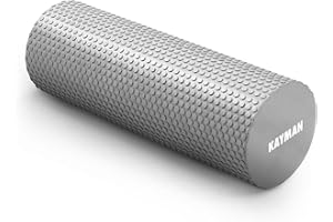 KAYMAN Sports Foam Roller Sports Recovery, Deep Tissue Muscle Tension Relief & Circulation Increase Portable & Lightweight Self Massager for Back, Legs, Gym, Pilates & Yoga EVA 44.5 x 15cm (Grey)
