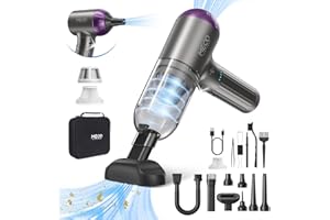 MECO ELEVERDE 4 en 1 Aspirateur Voiture Puissant sans Fil, 18KPA Mini Aspirateur à Main Souffleur Air Comprimé avec Moteur sans Balai et Lumières LED pour Voiture, Maison, PC Bureau (Violet)