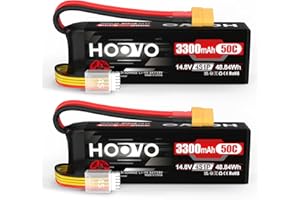 HOOVO 4S Lipo Batteria 14.8V 3300mAh 50C RC Custodia Morbida con Spina XT60 per RC Auto Buggy Elicottero Aereo Barca Quadcopter Slash VXL Hobby (2 Pezzi)