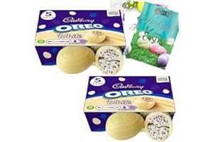 Cadbury Creme Egg Multipack With 2 Boxes of Cadbury Oreo White Chocolate Eggs 155g and 1 Fancy Labels Easter Card | Chocolate Easter Eggs Gifts for Women, Men and Kids Easter Egg Hunt
