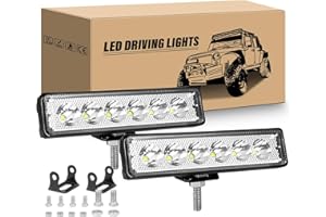 RIGIDON 2 Pcs Mini Faros trabajo led, 15cm 6 pulgadas 18W Barra led luz trabajo, 12V 24V foco Spot lámparas de conducción para Off Road Moto ATV SUV Tractor Camión Barco, 6000K blanca