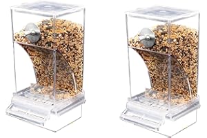 Pacienjo Automatischer Vogelfutterspender, Futterspender Vögel Hängend, Transparent Vogelfutterhaus Sittiche Käfig Futterautomat für Wellensittiche, Nymphensittiche, Finken (2)