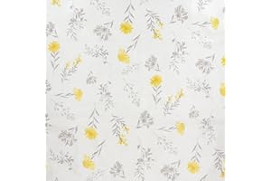 ORYX Mantel Hule Rectangular Flores Amarillas. Impermeable Antimanchas PVC 140 cm. x 20 Metros. Rollo Recortable. Interior y Exterior