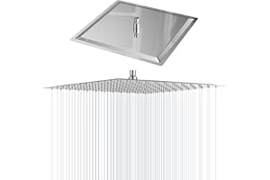 Thalire Alcachofa de Ducha 30cm Acero Inoxidable IPX5 | Cabezal Alta Presión Efecto Lluvia | Rociador con Boquillas de Silicona (G1/2 Universal)