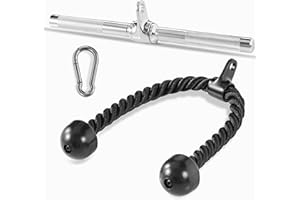 Yes4All LAT Cable Attachment - Tricep Press Down With Diamond Knurl Handle, Rotating Straight Bar, Single D Handle and V Bar - Supports up to 400 kg